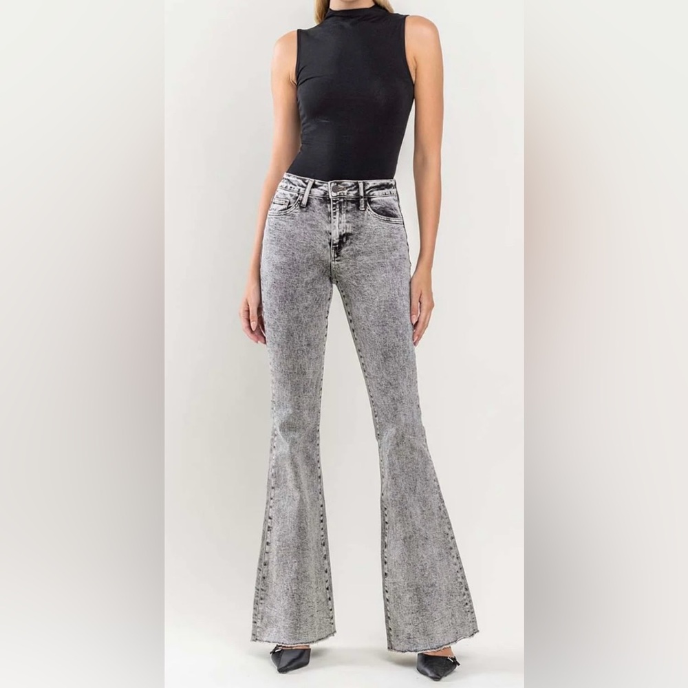 Acid wash flare jean
